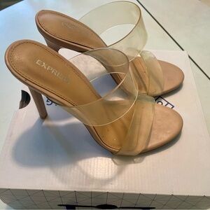 Express heels nude and clear